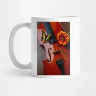 Butterfly And Zinnia On Violin Mug